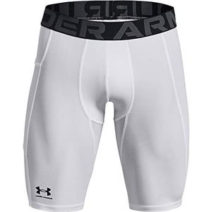 Under Armour HeatGear lange shorts voor heren, Wit (100)/Zwart, XS