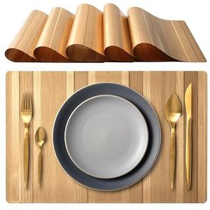 IPEA Amerikaanse placemats 45 x 30 cm, elegant, voor diner, lunch, ontbijt, 6 stuks, goudkleurig, wasbaar, hittebestendig, antislip, vlekbestendig, voor keuken- en eetkamertafel
