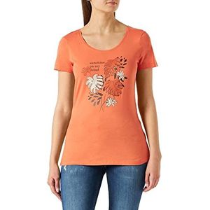 TOM TAILOR Dames T-shirt met print 1032127, 29516 - Flamingo Orange, XXS