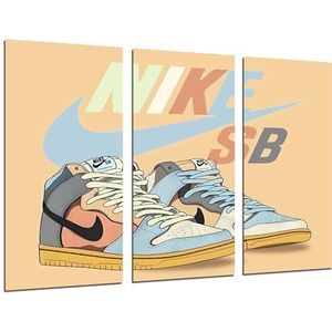 Cuadros Cámara Nike SB SkateBoard, 3-delige wandposter, moderne woonkamer, slaapkamer, kamer, pantoffels (97 x 62 cm)