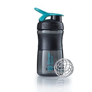 BlenderBottle Sportmixer Tritan drinkfles met BlenderBall, geschikt als proteïneshaker, eiwitshaker, waterfles of voor fitnessshakes, BPA-vrij, geschaald tot 500 ml, 590 ml, teal/zwart
