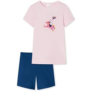 Schiesser Meisjespyjamaset korte pyjama - 100% biologisch katoen - maat 92 tot 140 pyjamaset, Roze bedrukt_178906, 92 cm