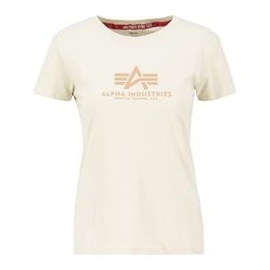 ALPHA INDUSTRIES New Basic T Wmn T-shirt voor dames, vintage wit/goud, L