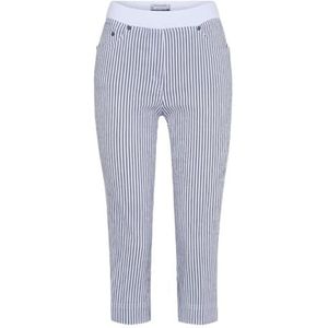 Raphaela by Brax Pamina Capri rondom jersey, seersucker strepen, slim fit broek, Donkerblauw, 32W / 32L