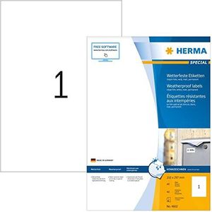 HERMA 4602 weerbest folielabels voor inkjetprinters A4 (210 x 297 mm, 40 velles, folie, mat) zelfklevend, bedrukbaar, permanente klevende stickers, 40 etiketten voor printer, wit