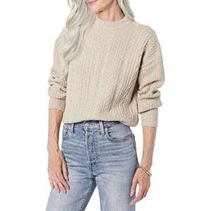 Amazon Essentials Dames Soft-Touch Moderne Kabel Crewneck Sweater (Verkrijgbaar in Grote Maat), Tan Heather, X-Small