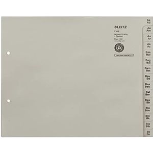 Leitz Register, tabbladen met tabs en alfabetische opdruk A-Z voor 12 mappen, halve hoogte en overbreedte, grijs, 100% gerecycled papier, blauwe engel zegel, 13120085