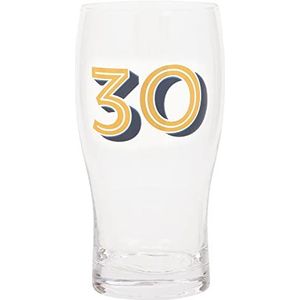 Maturi 30e verjaardag bierpintglas, goud en blauw, 570 ml, geschenkverpakking