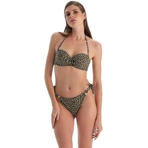 Dagi Brown Fashion Gebreide Niet-Bedrade Strapless Full-Cup Verwijderbare Strap Bikini Top, Bruin, 42, bruin, 42
