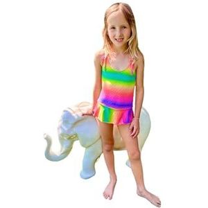Haute pression Eendelig badpak met regenboog en ruches voor baby's, meisjes, Meerkleurig, 4 Jaren