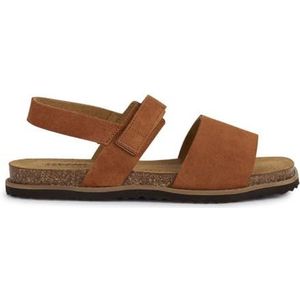 Geox D Leuca C Flat Sandalen voor dames, cognac, 37 EU