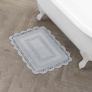 Laura Ashley Crochet Cotton 24x40 Bath Rug, White