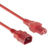 ACT Warmteapparaat kabel 1,2 m, C14-stekker naar C15-bus, stroomkabel verlenging, stekker voor warmwatertoestellen, rood - AK5304