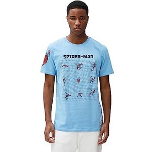 Koton Heren Spiderman Licensed Bedrukt Katoenen T-shirt, blauw (650), M