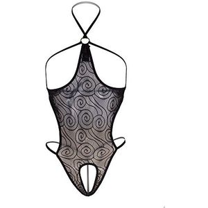 Magic Silk - Hypnotic Swirl borstvrije en open teddy - L/X - zwart