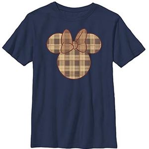 Disney Herfst Plaid Minnie T-shirt voor jongens, M, marineblauw, M, Zeeblauw, M