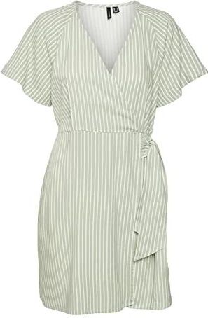 VERO MODA Jurk 'MYMILO'  pastelgroen / wit