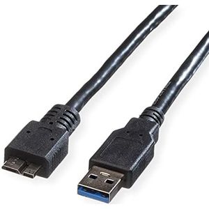 ROLINE USB 3.0-kabel, A ST - Micro B ST 0,8m zwart