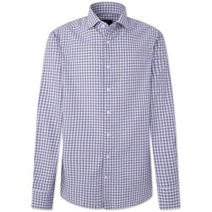 Hackett London Katoenen Tencel geruit overhemd voor heren, Blauw (zwart/rood), XL