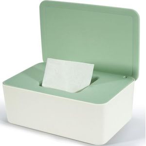 Doos voor vochtige doekjes, groene opbergdoos, box voor vochtig toiletpapier, vochtige doekjesbox met deksel houdt de doeken, vochtige papieren doos voor thuis en op kantoor
