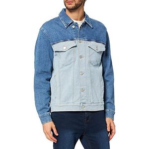 Tommy Jeans Tjm Oversized trucker jeansjas voor heren, Blauw (Tj Denim Colorblock 1a4), M