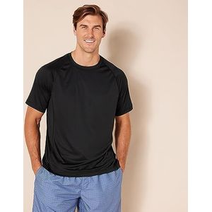 Amazon Essentials Men's Sneldrogend zwemshirt met korte mouwen (UPF 50), Zwart, XL