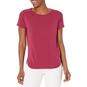 Amazon Essentials Women's Lichtgewicht Studio T-shirt met ronde hals en casual pasvorm (verkrijgbaar in grote maten), Robijnrood, XS