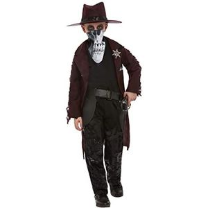 Deluxe Dark Spirit Western Cowboy Costume, Burgundy, Jacket, Chaps, Holster, Hat & Mask, (M)