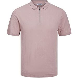 JACK & JONES Jemil Spring Knit Zip Polo gebreide trui, Deauville Mauve, XL, Deauville Mauve, XL