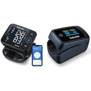 Beurer BC 54 polsbloeddrukmeter met app-koppeling, Inflation Technology, medisch hulpmiddel & Beurer PO 45 Saturatiemeter, Pulsoximeter, meting van zuurstofverzadiging (SpO2), kleurendisplay
