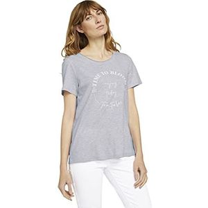 TOM TAILOR Dames T-shirt met print van biologisch katoen 1024730, 25831 - Comfort Grey Melange, XS