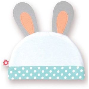 Olive & Moss - bun3-hat - hoed - Betty das konijntje - turquoise lichtblauw/wit/roze - 12-24 maanden