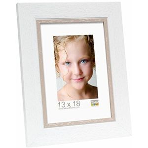 Deknudt Frames S45CF1-30.0X30.0 fotolijst, 37,2 x 37,2 x 1,5 cm, kunsthars, omranding in beige, wit