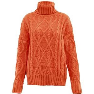 sookie Dames coltrui, trendy gestructureerde pullover polyester oranje maat M/L, oranje, M