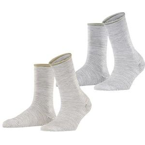 ESPRIT Dames Sokken Allover Stripe Multipack W So katoen gedessineerd 2 paar, Veelkleurig Beige Grey 0220, 39-42