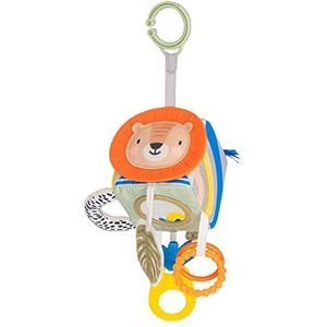 Taf Toys Savannah Discovery Cube Sensory Baby Hanging Toy. Includes Teether, Baby Safe Mirror, Padded Handle, Chime Bell. Clips on Cot, Pram or Car Seat. Suitable for Boys & Girls 0 month +