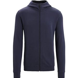 Icebreaker Lange Mouw Zip Hoodie Central Classic Heren - Merino Wol Midlayer Top, Zip Up Sweatshirt, Hardloop Top - Midnight Navy, XXL