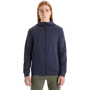 Icebreaker Lange Mouw Zip Hoodie Central Classic Heren - Merino Wol Midlayer Top, Zip Up Sweatshirt, Hardloop Top - Midnight Navy, L