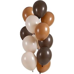 Folat 25117 Ballonnen Set Latex-Mocha Chocolate 33 cm - 12 stuks - voor verjaardags- en feestdecoratie, bruin