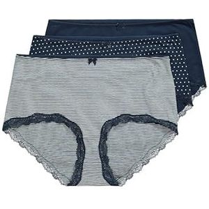 Ulla Popken, dames, grote maten, 3 stuks, hipster gestippeld en gestreept, zwart, 46-48