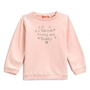Koton Baby-meisje bedrukt sweatshirt met lange mouwen, ronde hals, geborsteld interieur, roze (274), 18-24 Maanden