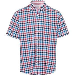 BRAX Heren Style Dan C Cotton Linen SLUB Geruit Shirt met korte mouwen, Ocean, L, ocean, L