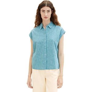 TOM TAILOR Basic hemdblouse voor dames, 31668, petrolgroen, 40