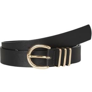 VERO MODA Dames VMELISA Coated Belt NOOS synthetische riem, zwart/detail: goud, 85, zwart/detail: goud, 85