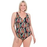 Ulla Popken - Badpak - Bruin / Zwart - Soft Cup - Bustier