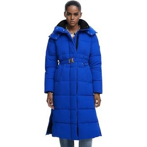 Desigual - Wintermantel - Royal Blue - Gewatteerde Jas - Met Capuchon