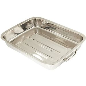 Ibili Braadpan met Vouwgrepen 35x19x5,5 cm van RVS, Zilver, 35 x 19 x 5,5 cm