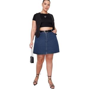Trendyol Dames Vrouw Mini A-lijn Skater Geweven Plus Size Rok, Blauw, XL grote maten
