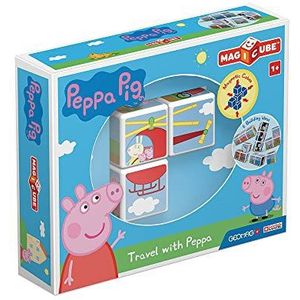 Geomag Magicube 049 Peppa Pig Travel with Peppa - 3 magnetische dobbelstenen - constructiespeelgoed, bouwdoos, educatief speelgoed