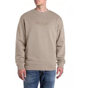 Replay Heren regular fit sweatshirt van katoen, 829 Stone, M